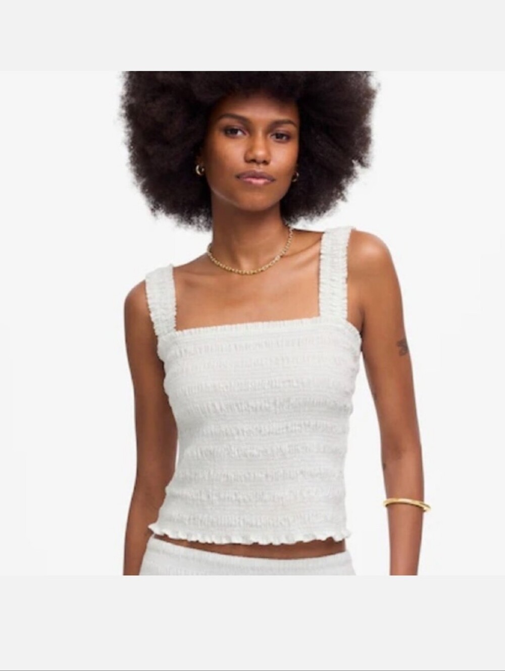 MADEWELL White Poplin Smocked Tank Top